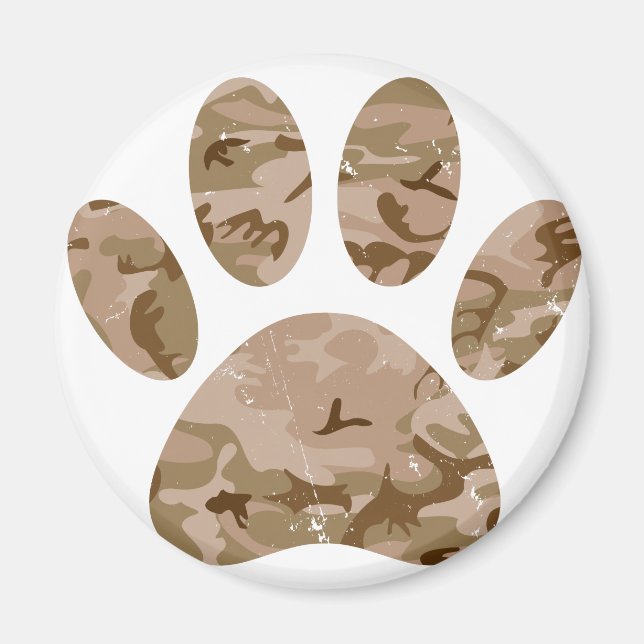 Aimant Empreinte de patte en détresse de Camo Dog du dése (Devant)