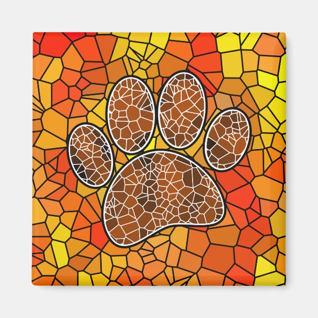 Aimant Empreinte de patte Mosaic Art Dog (Devant)