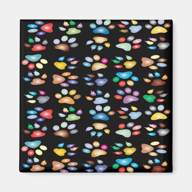 Aimant empreintes de pattes colorés (Devant)