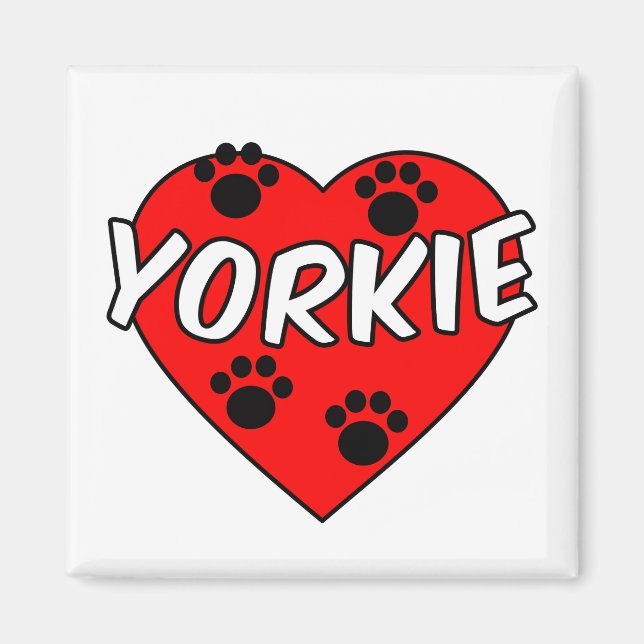 Aimant Empreintes de pattes De Chien Yorkie Et Coeur Roug (Devant)