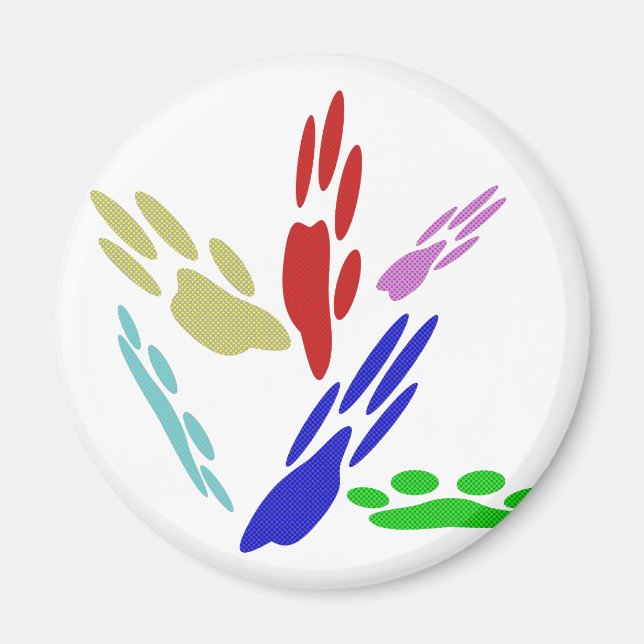 Aimant Empreintes de pattes de chiens avec Pois (Devant)