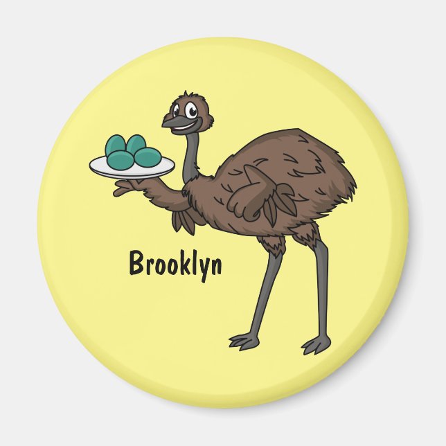 Aimant Emu avec dessin animé d'oeufs (Devant)