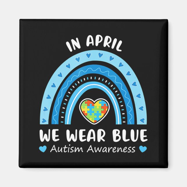 Aimant En Avril Nous Portons Blue Rainbow Sensibilisation (Devant)
