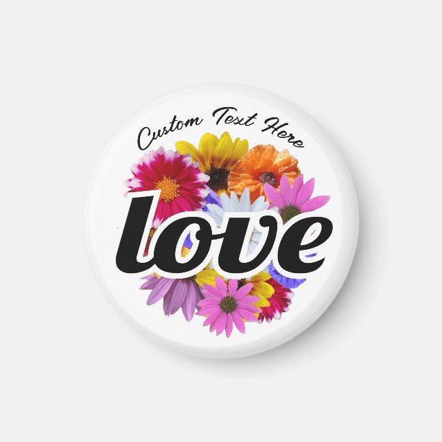Aimant En Fleur - Amour avec Bouquet floral rond (Devant)