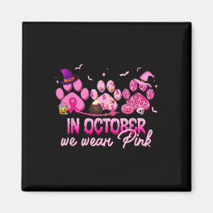Aimant En Octobre Nous Portons Pink Chig Chat Paw Cancer 