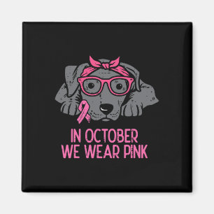 Aimant En Octobre Nous Portons Pink Pitbull Chien Cancer