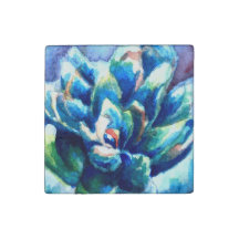 Aimant en pierre personnalisé avec aquarelle Succu