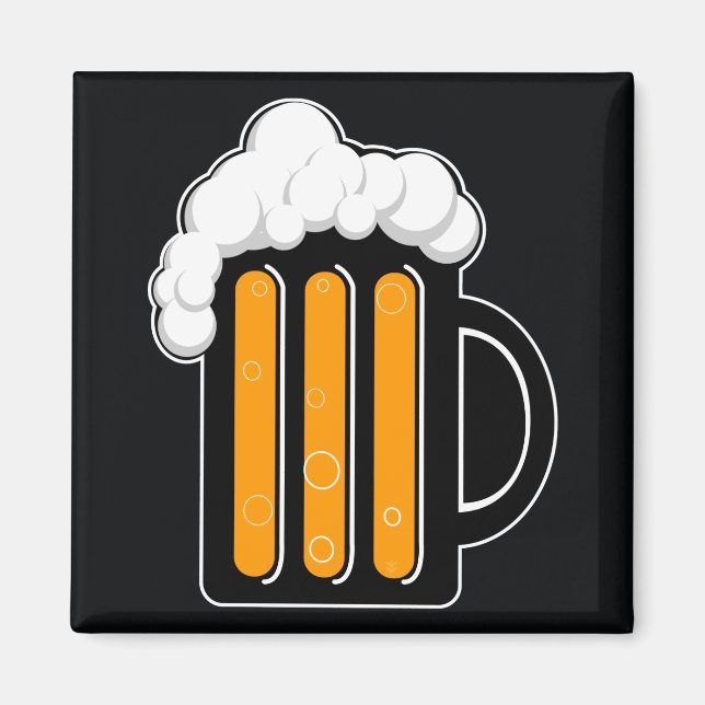Aimant en verre de bière noir (Devant)