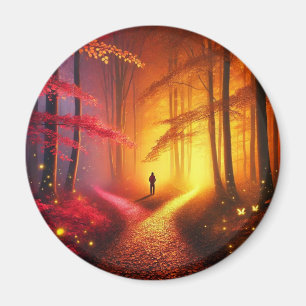 Aimant Enchanted Crossroads - Vibrant Autumn Forest Art P