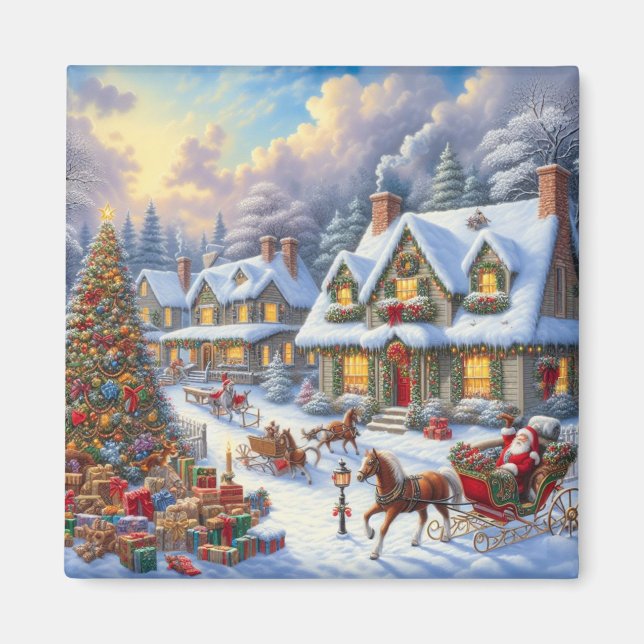 Aimant Enchanter la scène du village de Noël (Devant)