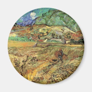 Aimant Enclosed Wheat Field w Peasant by Vincent van Gogh