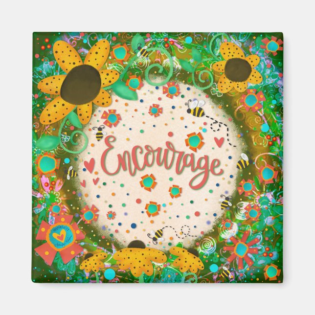 Aimant Encourager Plutôt Amusant Floral Moderne Inspirivi (Devant)