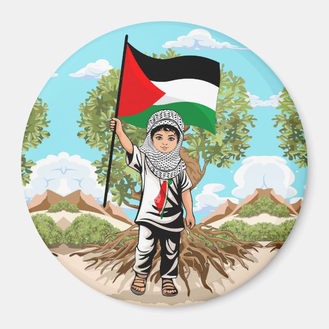 Aimant Enfant avec le drapeau de Keffiyeh Palestine (Devant)