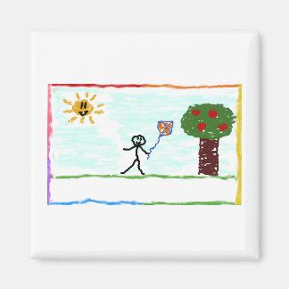 Aimant Enfant jouant avec un cerf-volant