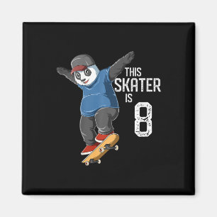 Aimant Enfant Panda Skateur - Ce Skateur A 8 Ans - B