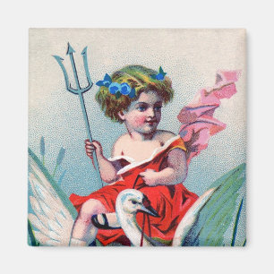 Aimant Enfant vintage et cygne de diable