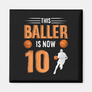 Aimant Enfants 10e Anniversaire Joueur de basket-ball Ce