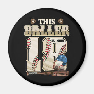 Aimant Enfants 18e anniversaire Baseball Boy 18e année