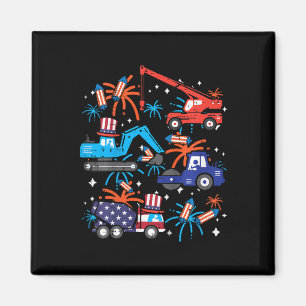 Aimant Enfants 4 Juillet Construction Camions Véhicule Pa