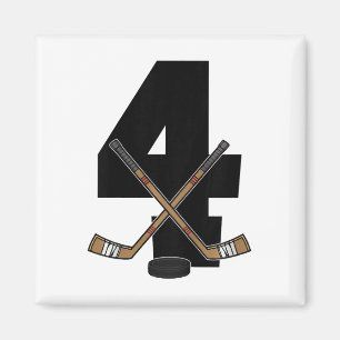 Aimant Enfants 4ème Anniversaire Hockey sur Glace Enfants
