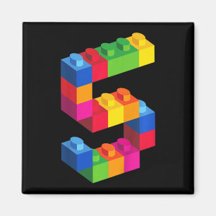 Aimant Enfants 5 ans Bâtiments Blocs Anniversaire Briques