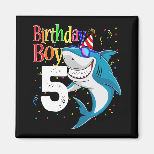 Aimant Enfants 5Anniversaire Garçon requin Jaw-Quelques c (Devant)