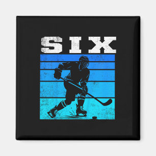 Aimant Enfants 6ème Anniversaire Hockey Sur Glace Garçon