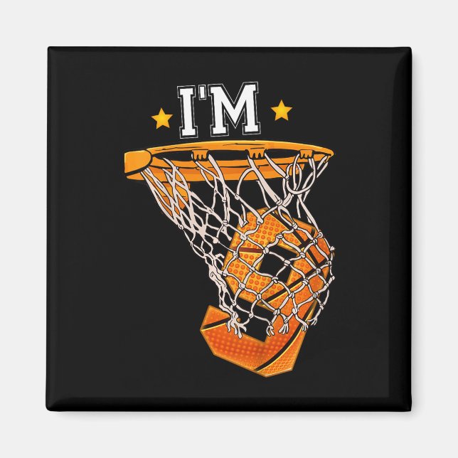 Aimant Enfants 9e Anniversaire Basketball I'm 9 Garçon Fi (Devant)