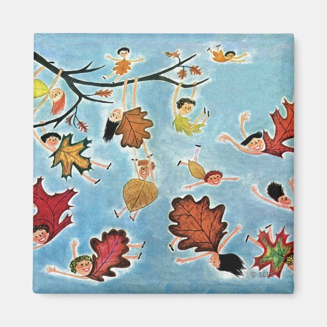 Aimant Enfants à feuilles (Devant)