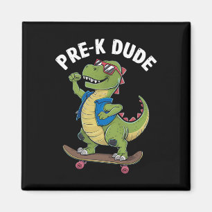 Aimant Enfants de maternelle en skateboard avec dinosaure