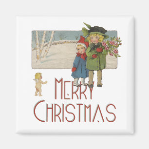 Aimant Enfants de Noël Vintage et Cherub