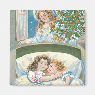 Aimant Enfants dormant ange sapin de Noël fenêtre