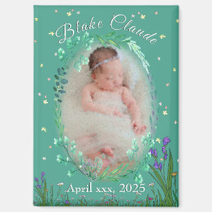 Aimant Enfants Mignons & Adorables - Turquoise Botanique