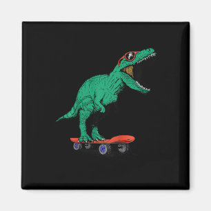 Aimant Enfants Skateur Planche à roulettes T-rex Dinosaur