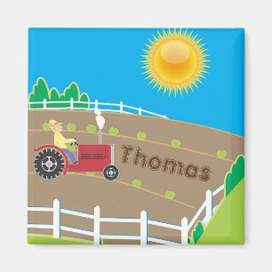 Aimant Enfants Sunny Farm Tractor Personnalisés