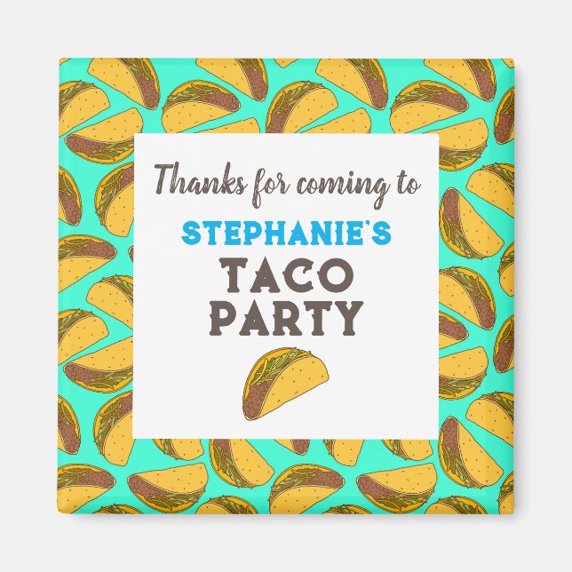 Aimant Enfants Taco Anniversaire Merci Fête Favoriser (Devant)