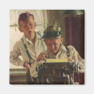 Aimant Enfants vintages Garçon Journalistes, Écrivain