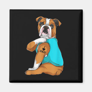Aimant English Bulldog I Love Dad Tattoo Apparel, Dog Dad