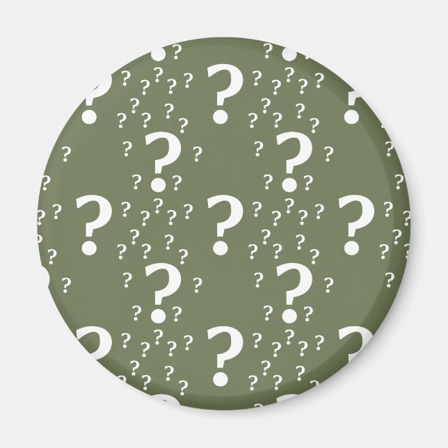 Aimant Énigme point d'interrogation puzzle olive vert (Devant)