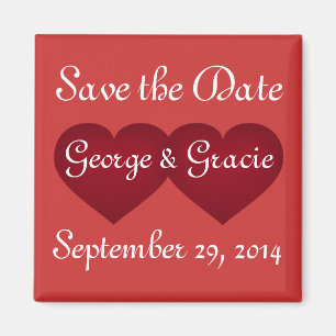 Aimant Enregistrer la date Coeurs Crimson
