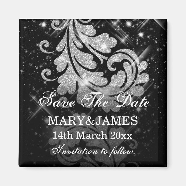 Aimant Enregistrer La Date Mariage Parties scintillant Ar (Devant)