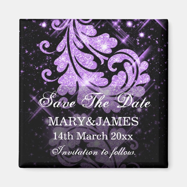 Aimant Enregistrer la date Mariage Parties scintillant vi (Devant)