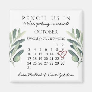 Aimant Enregistrer la date oct 2021 mois Calendrier Pink 