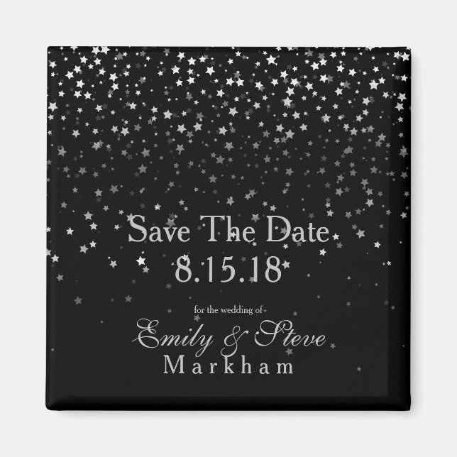 Aimant Enregistrer La Date Petite Étoiles Argent Magnet-N (Devant)