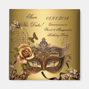 Aimant Enregistrer La Date Quinceanera Sweet 16 Masquerad