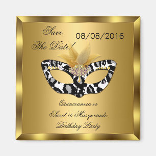 Aimant Enregistrer La Date Quinceanera Sweet 16 Masquerad