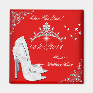 Aimant Enregistrer La Date Red High Heels Chaussures Tiar