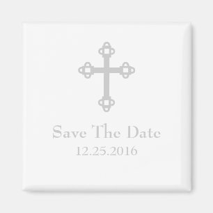 Aimant Enregistrer l'aimant Date Cross - Blanc et Argent