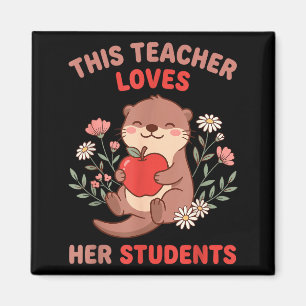Aimant Enseignant Saint-Valentin Loutre Pomme Amour Étudi