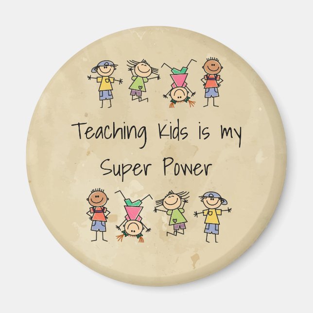 Aimant Enseigner aux enfants est ma citation de super pui (Devant)